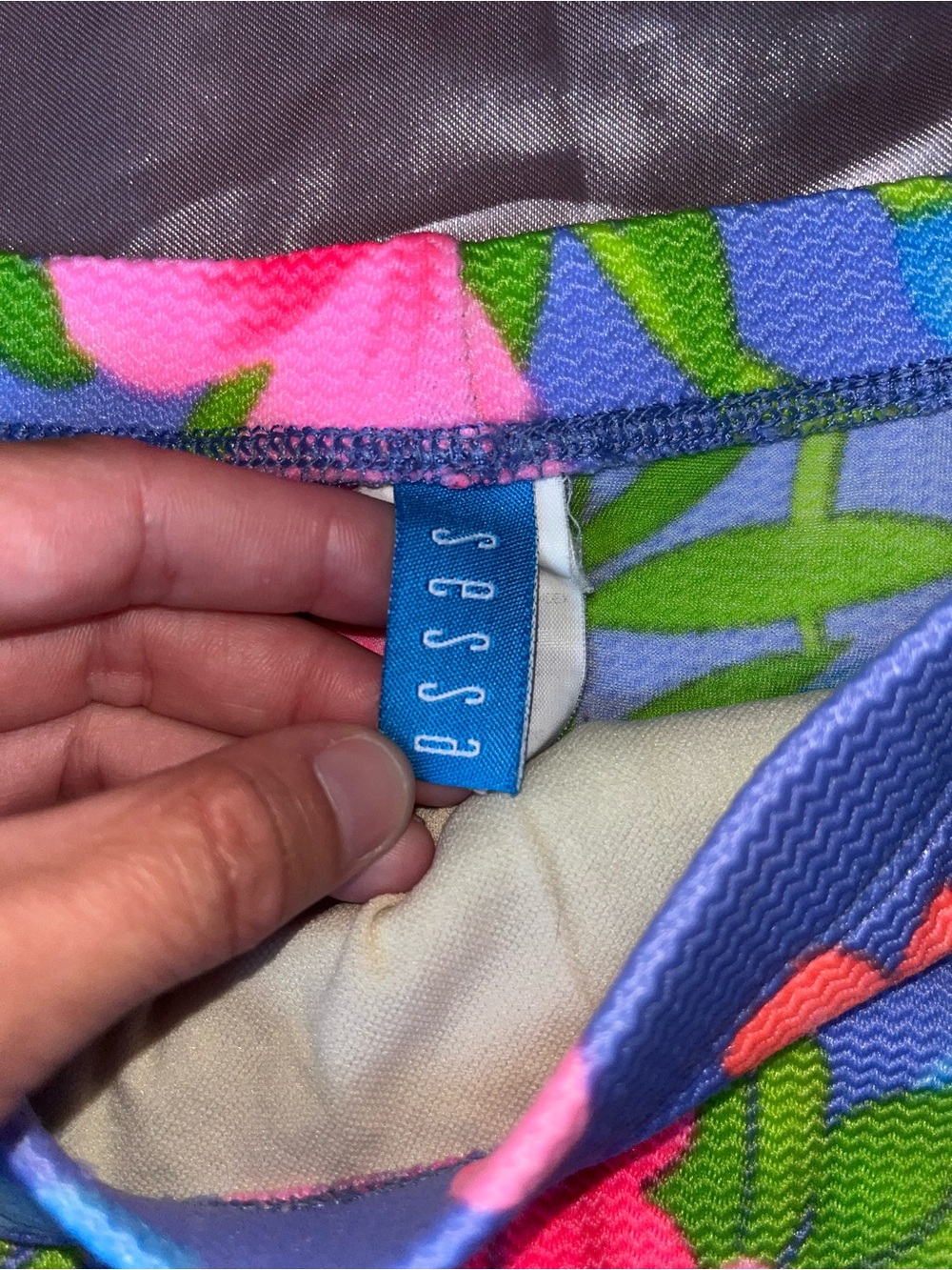 Floral High-Waist Bikini Bottom in Blue and Pink - Picture 2 of 5